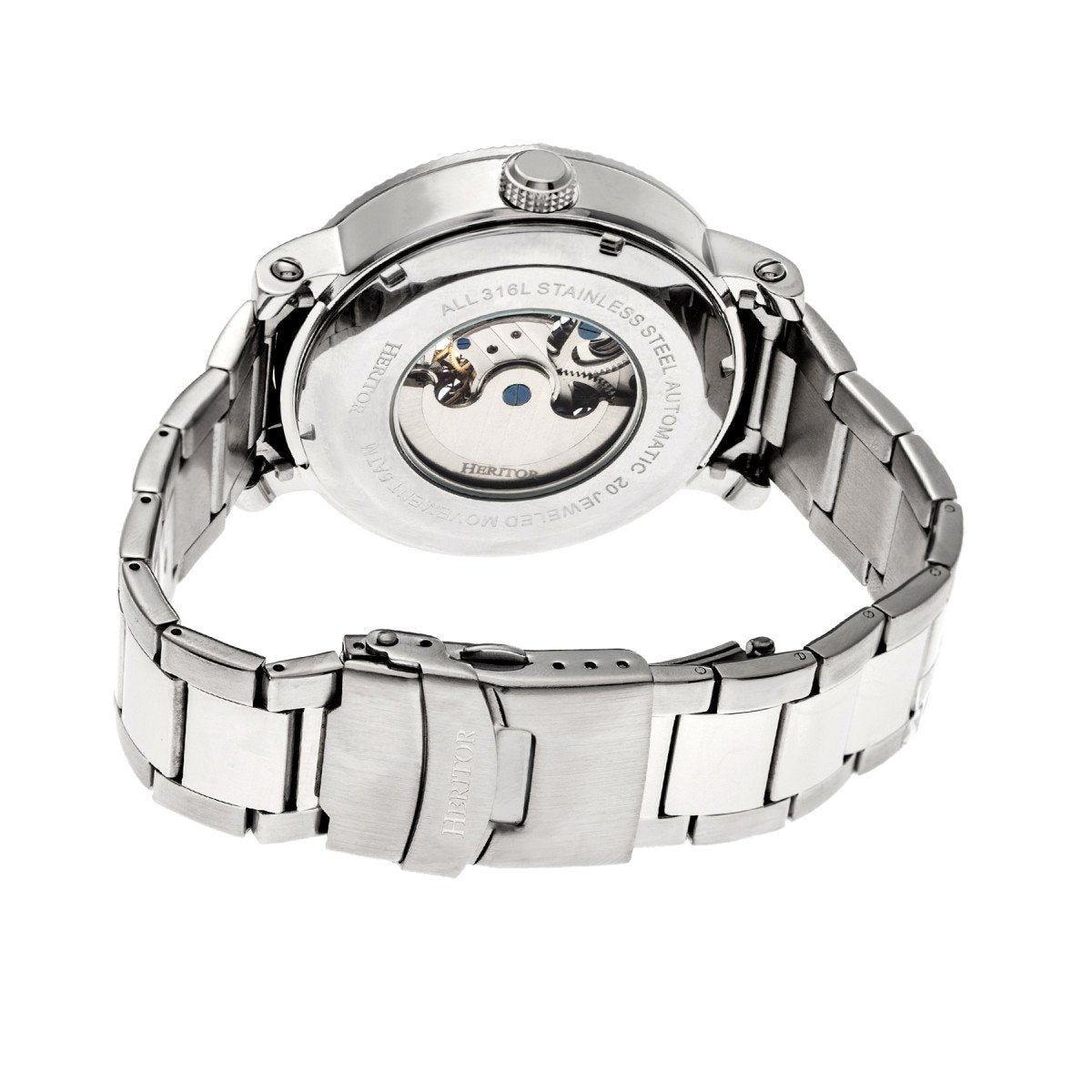 Heritor Automatic Aries Skeleton Dial Bracelet Watch - Silver/White - HERHR4401