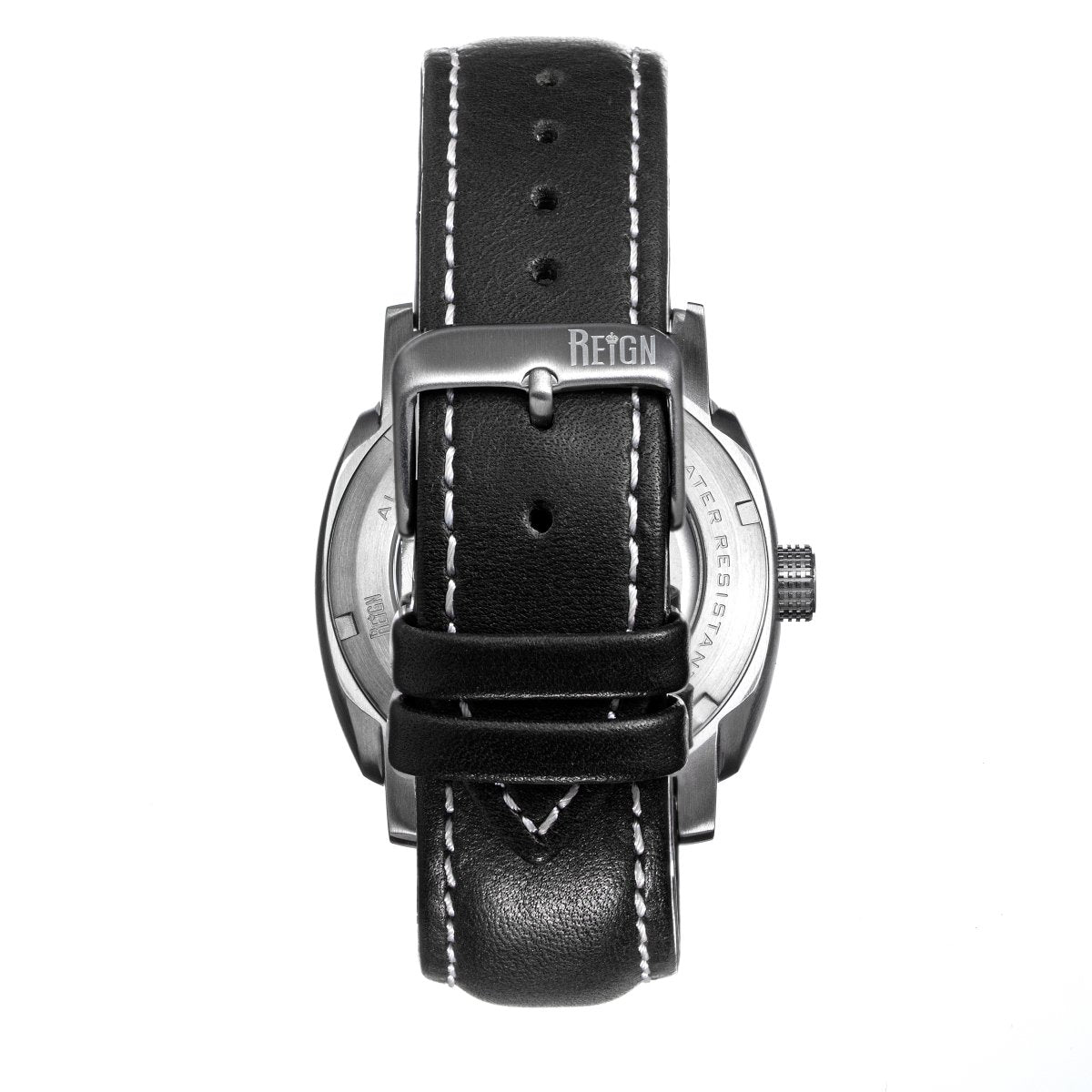 Reign Impaler Semi-Skeleton Leather-Band Watch - Black - REIRN6101