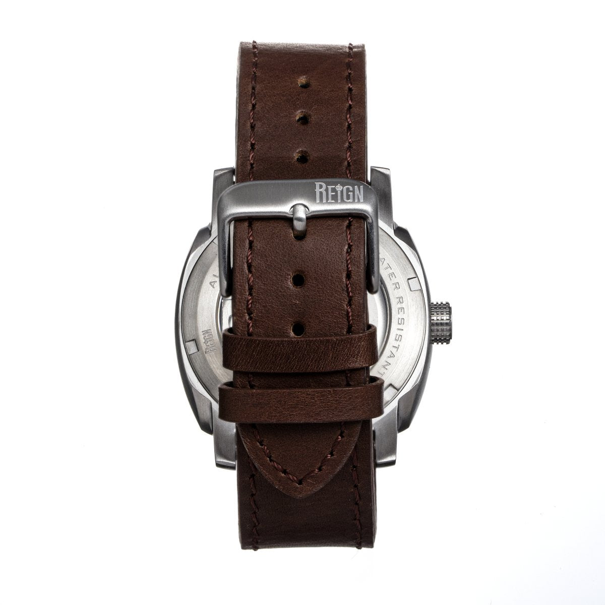 Reign Impaler Semi-Skeleton Leather-Band Watch - Blue/Brown - REIRN6105