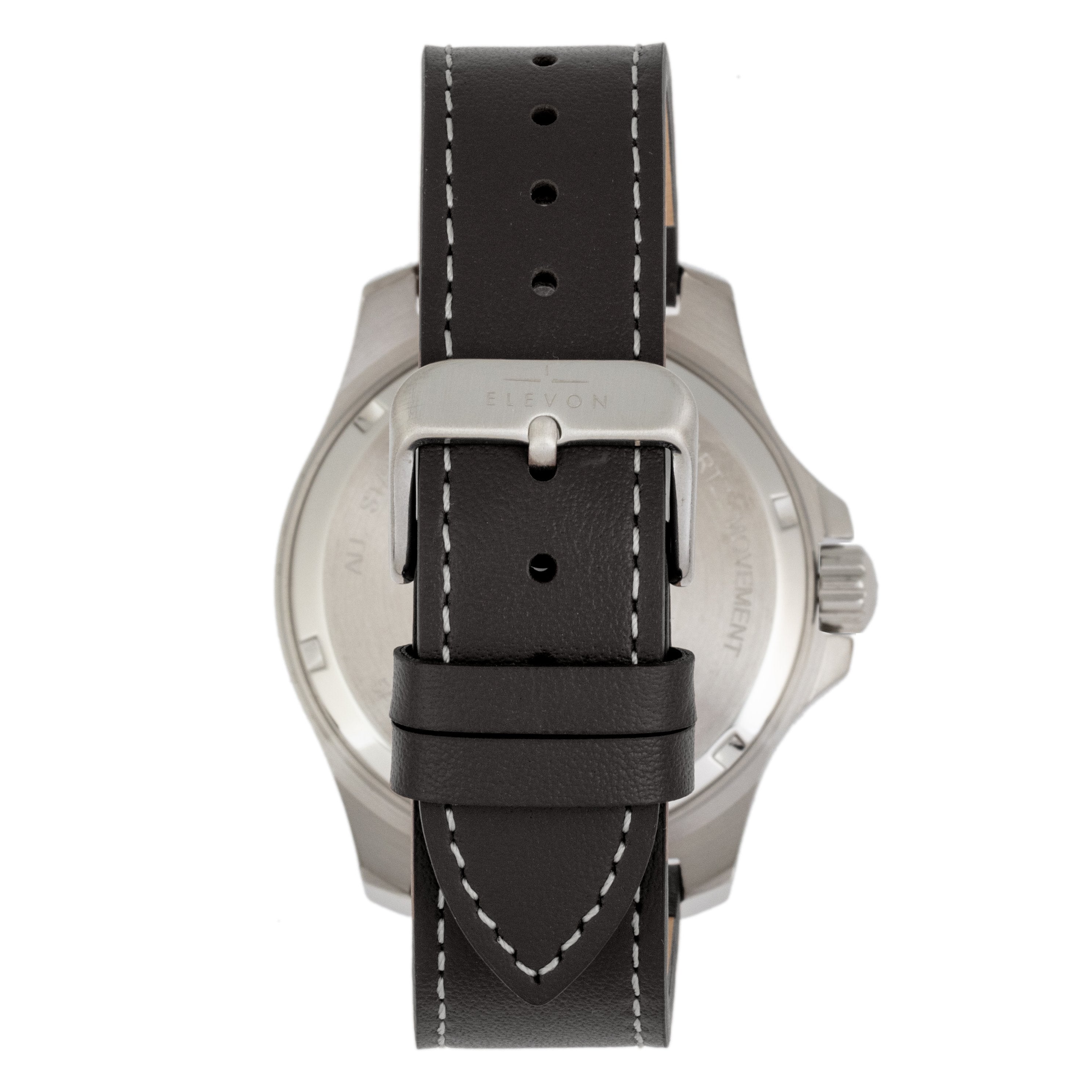 Elevon Aviator Leather-Band Watch w/Date - Black/White - ELE120-8