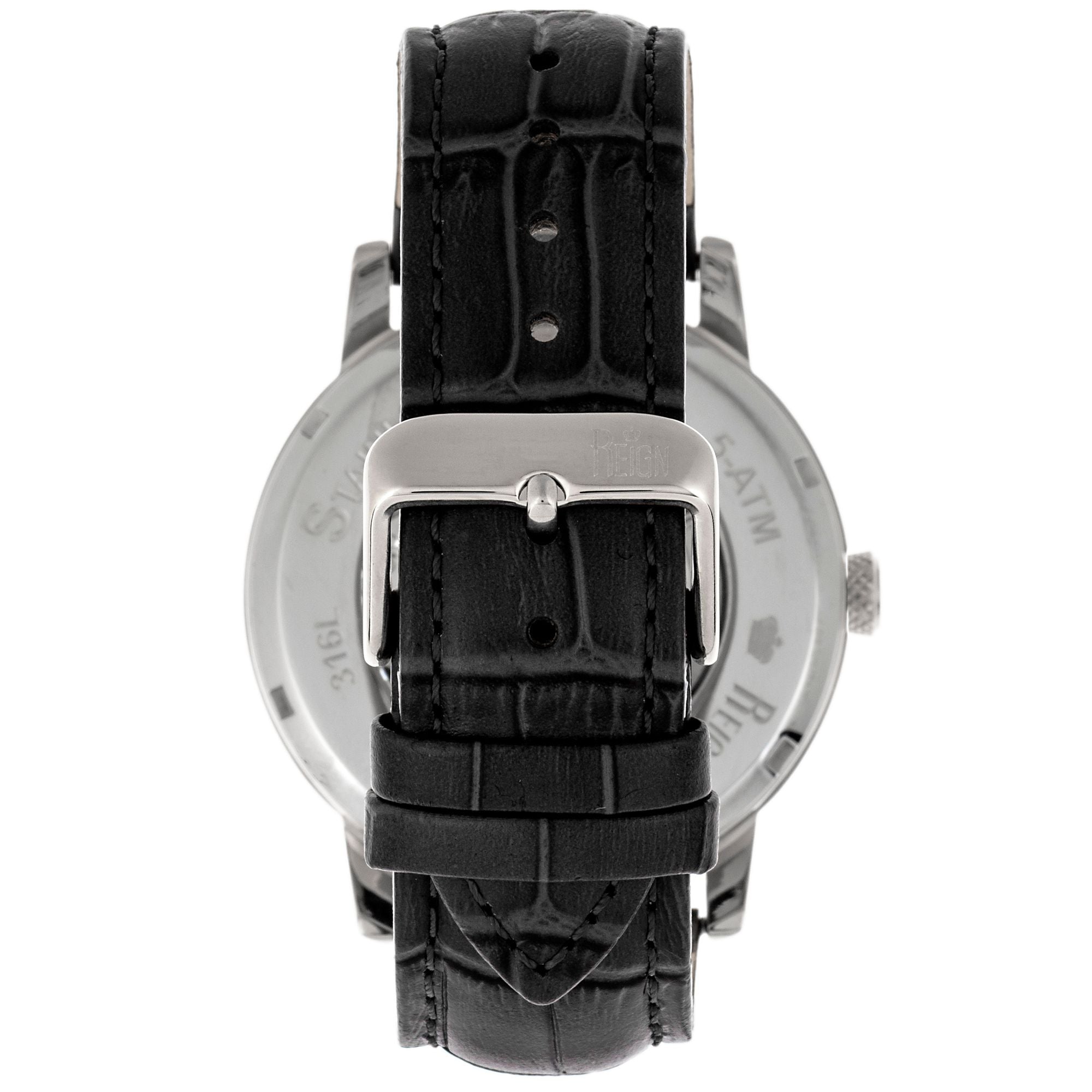 Reign Belfour Automatic Skeleton Leather-Band Watch