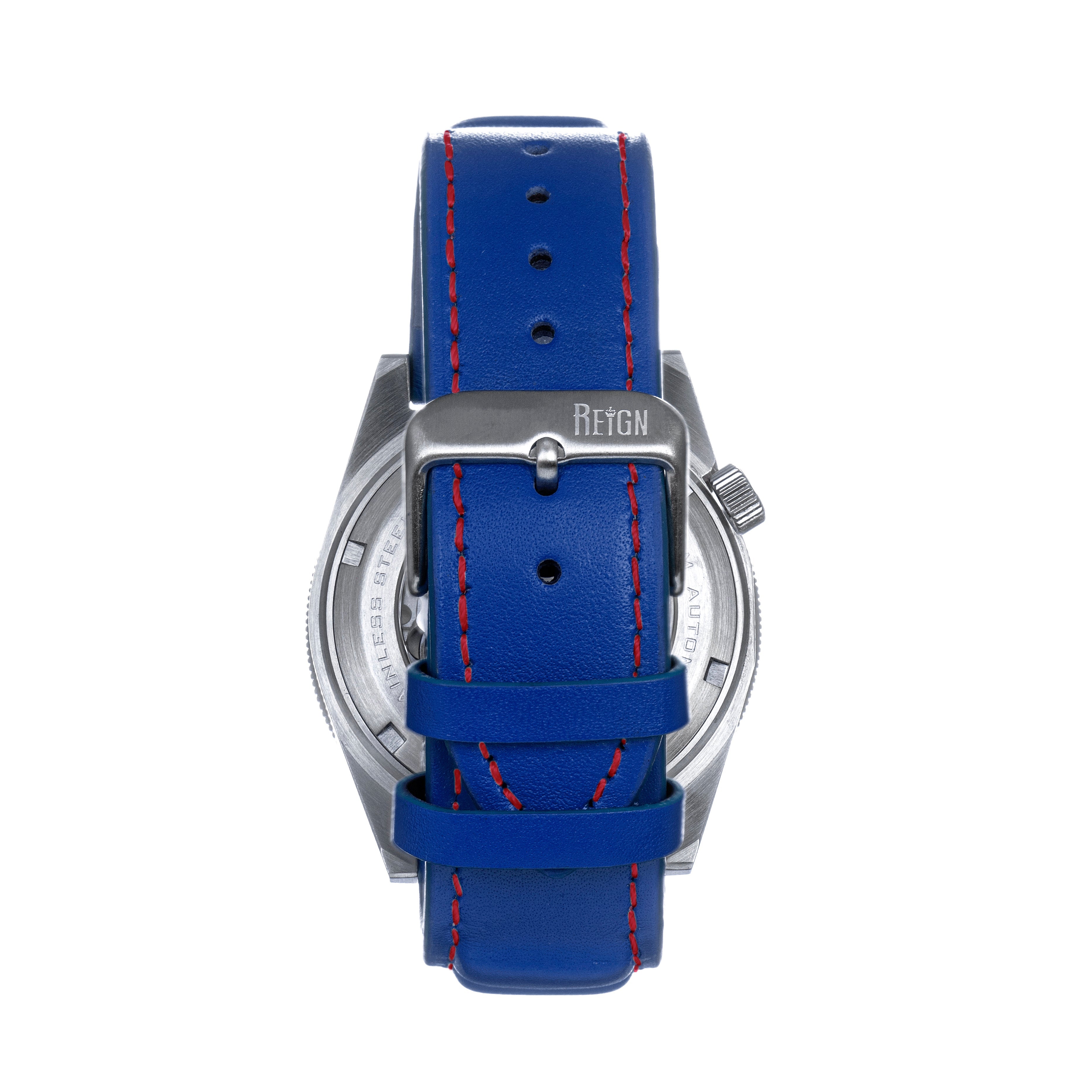 Reign Francis Leather-Band Watch w/Date - Blue/Red - REIRN6306