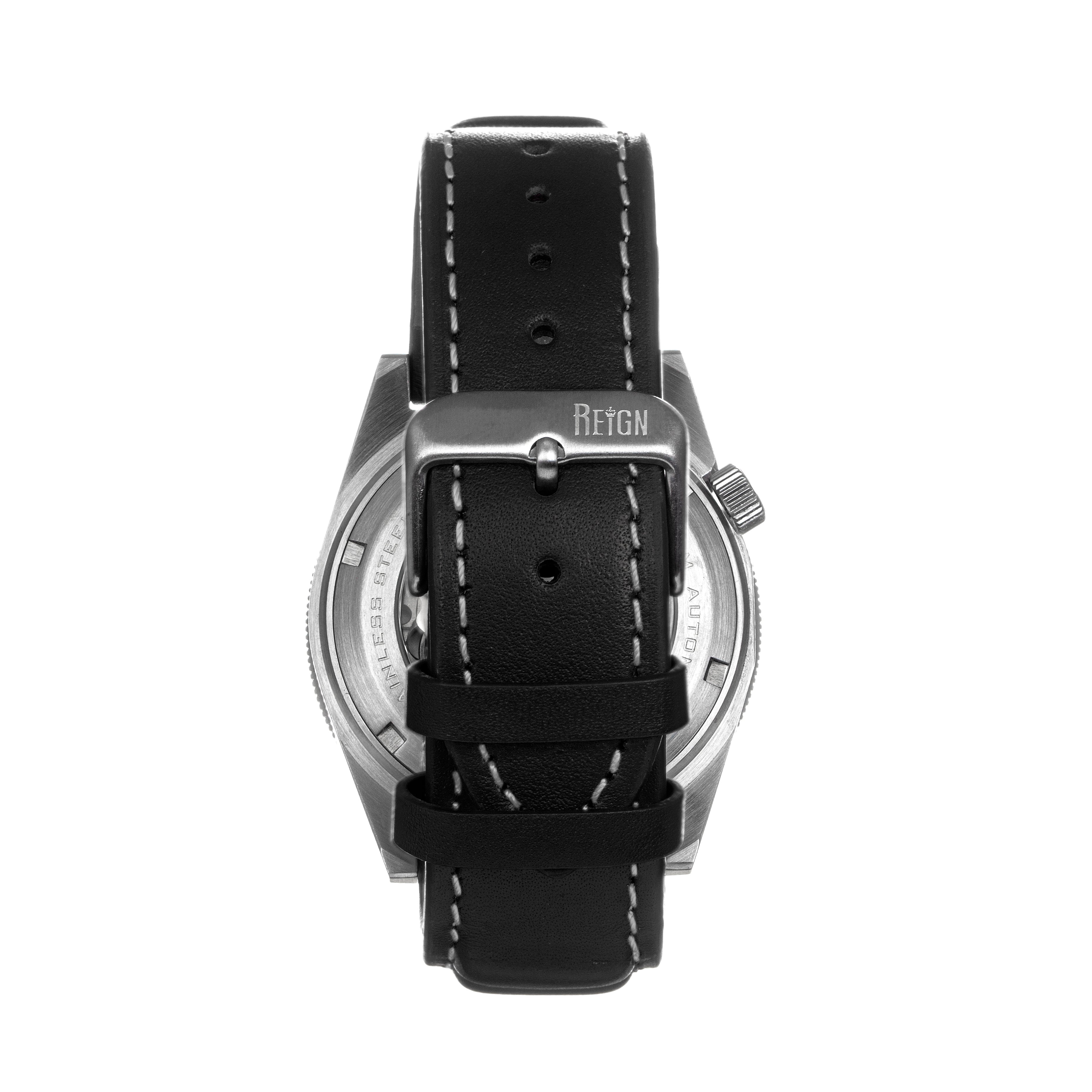 Reign Francis Leather-Band Watch w/Date - Black - REIRN6302