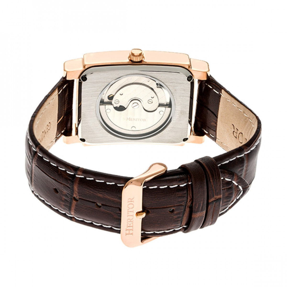 Heritor Automatic Frederick Leather-Band Watch - Rose Gold/Silver - HERHR6104