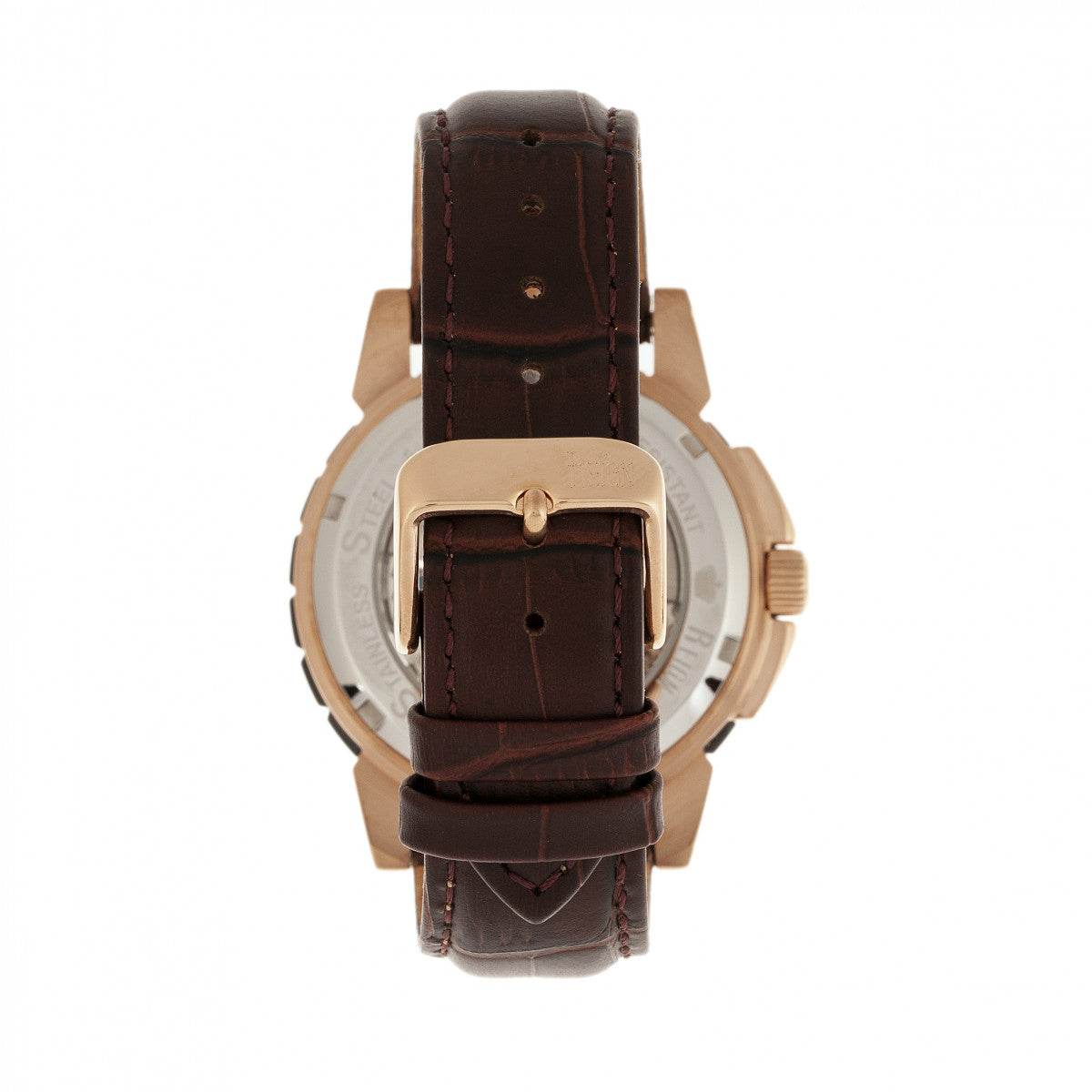 Reign Philippe Automatic Skeleton Leather-Band Watch - Rose Gold/Black - REIRN4606