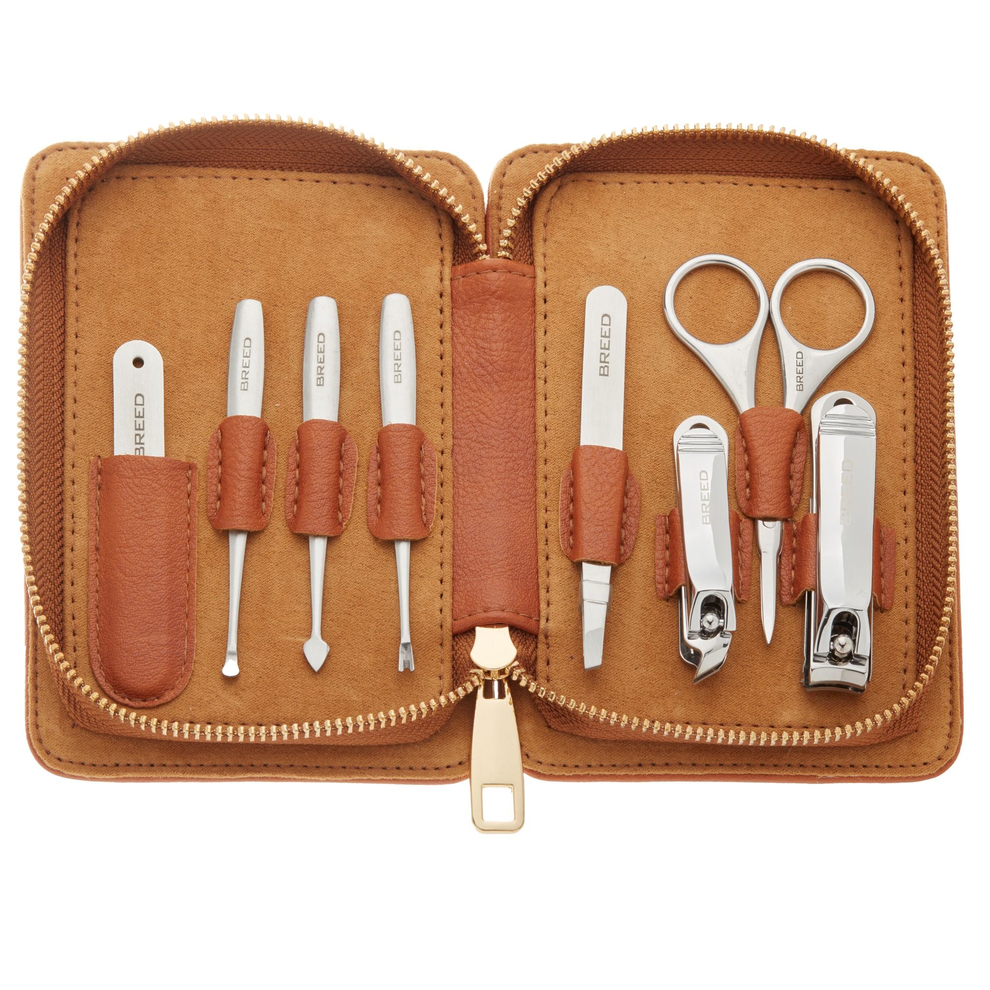 Breed Katana 8 Piece Surgical Steel Groom Kit - Camel Case - BRDGRMKIT-CML