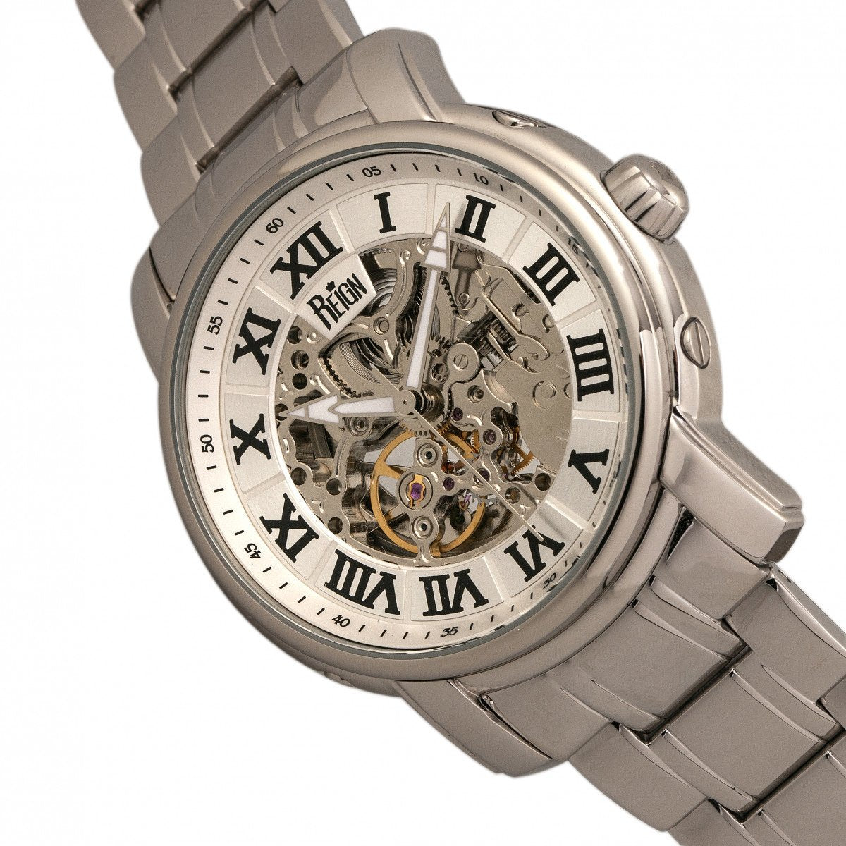 Reign Kahn Automatic Skeleton Bracelet Watch - Silver - REIRN4301