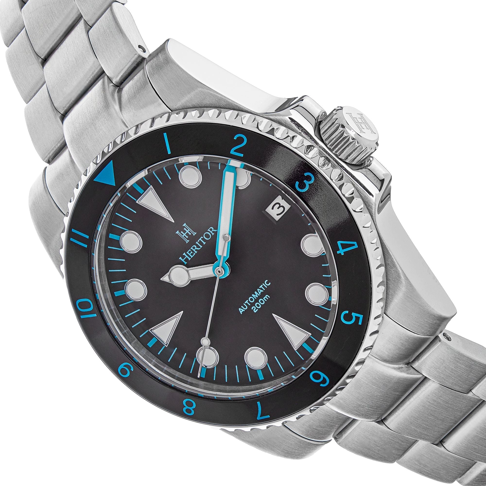 Heritor Automatic Luciano Bracelet Watch w/Date - Black/Blue - HERHS1504