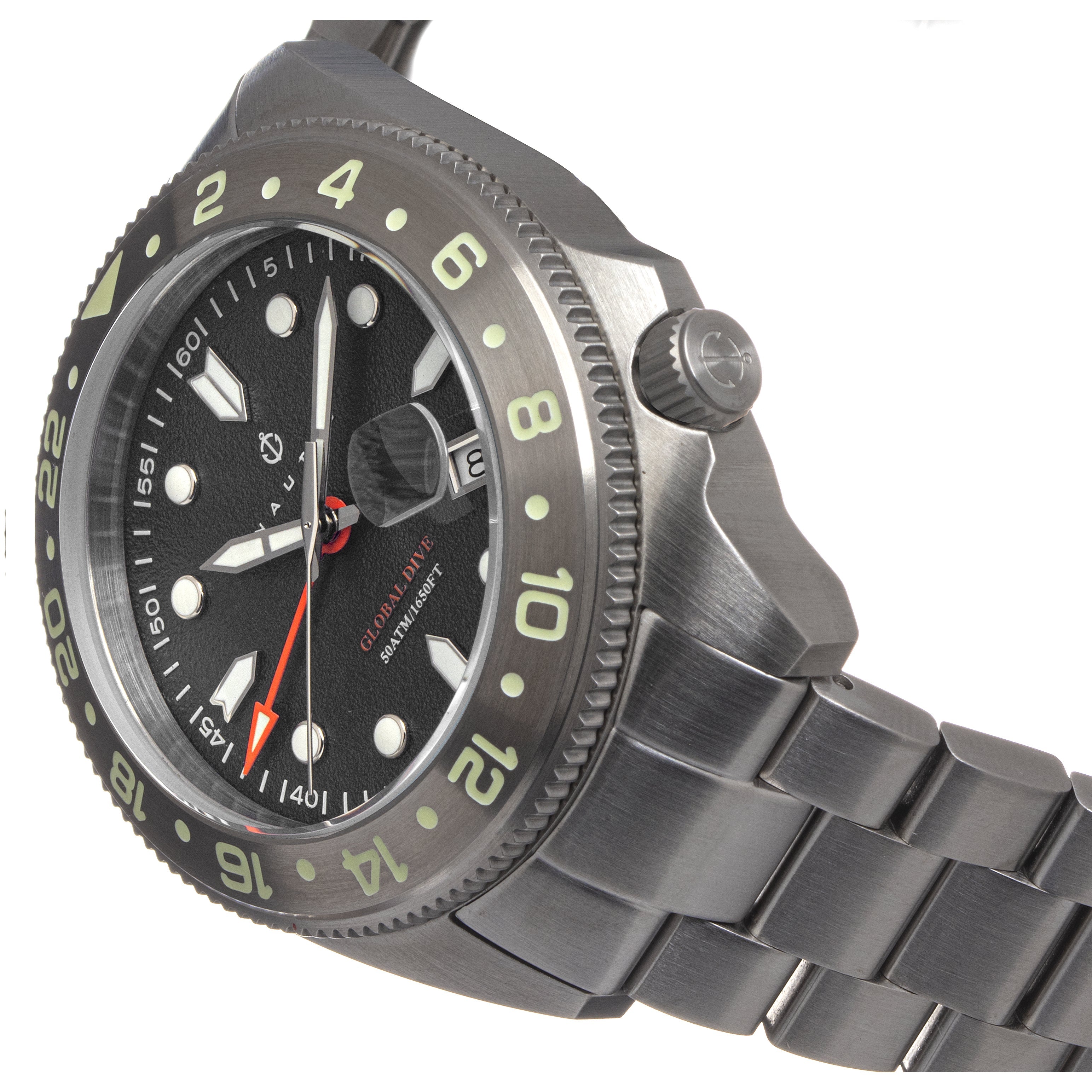 Nautis Global Dive Bracelet Watch w/Date - Grey - 18093G-B