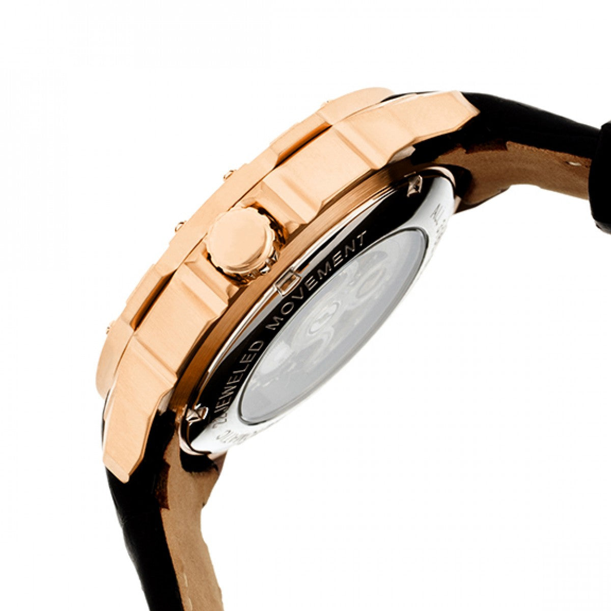 Heritor Automatic Conrad Skeleton Leather-Band Watch - Rose Gold/Black - HERHR2506