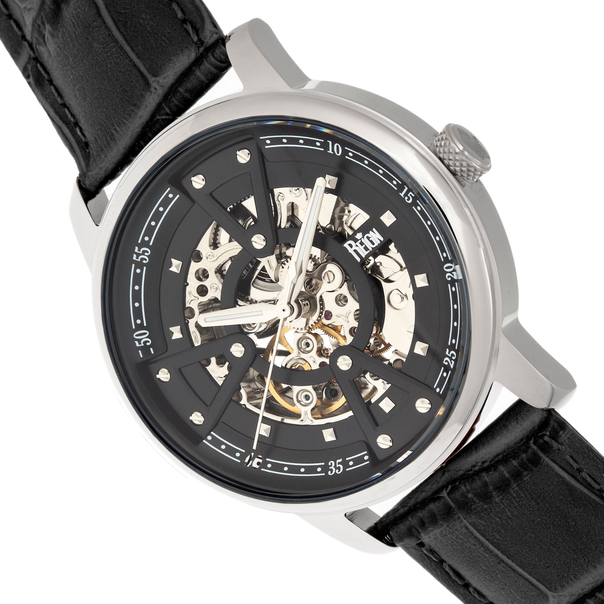 Reign Belfour Automatic Skeleton Leather-Band Watch