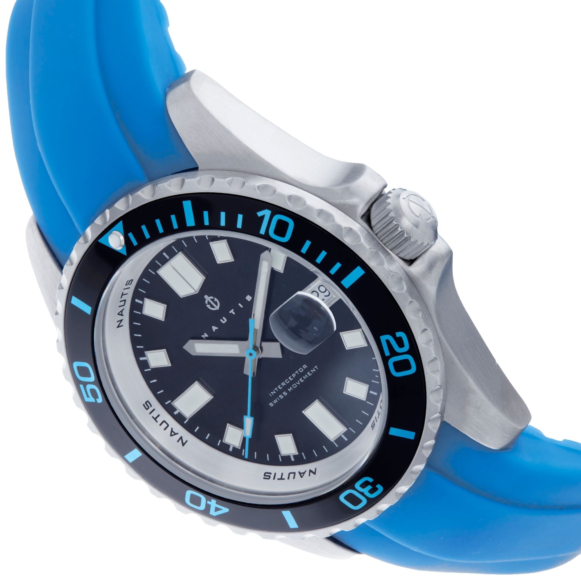 Nautis Interceptor Box Set with Interchangable Bands and Date Display - Light Blue - 19161G-A