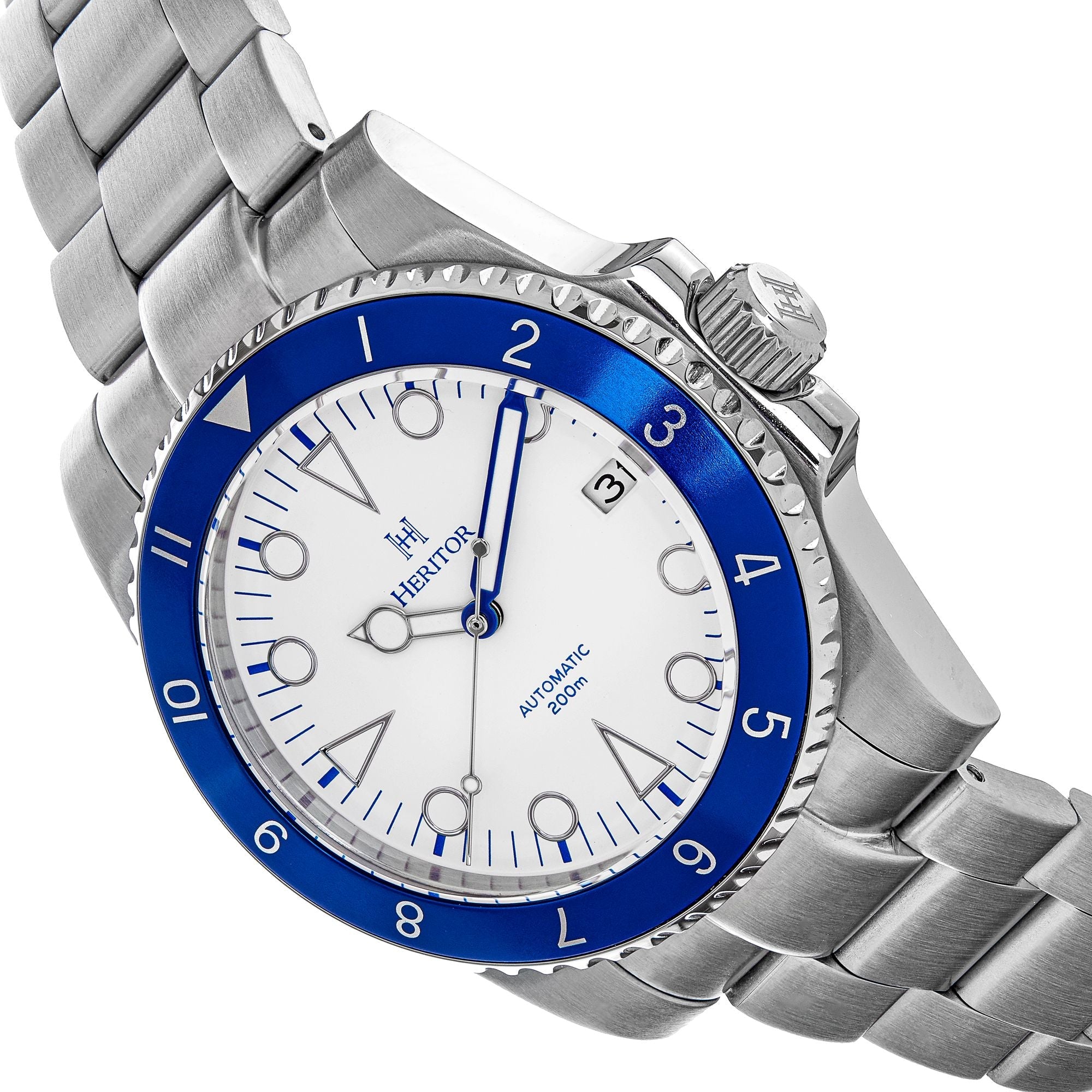 Heritor Automatic Luciano Bracelet Watch w/Date - Blue/White - HERHS1503