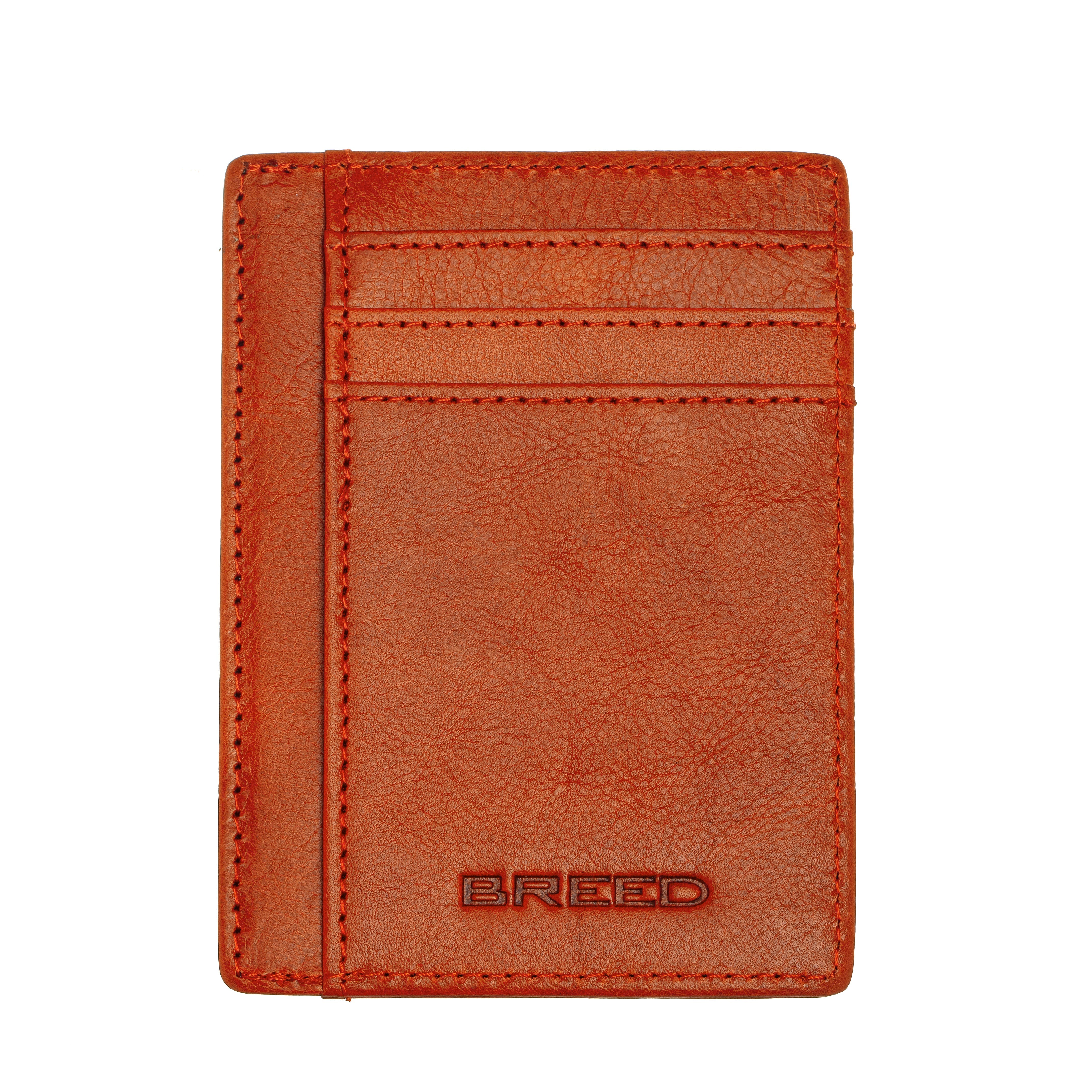 Breed Chase Genuine Leather Front Pocket Wallet - Orange - BRDWALL003-ORG