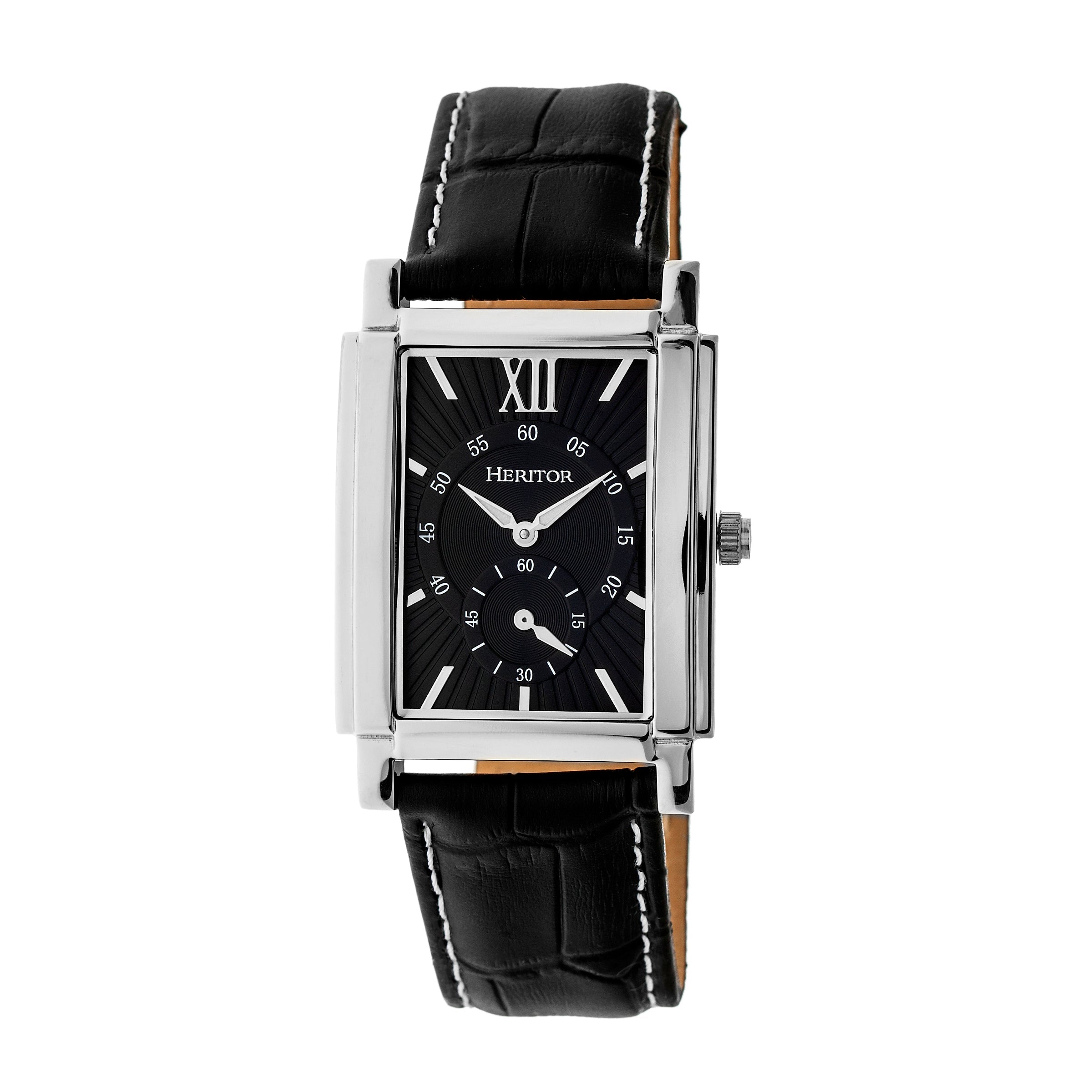 Heritor Automatic Frederick Leather-Band Watch - Silver/Black - HERHR6102