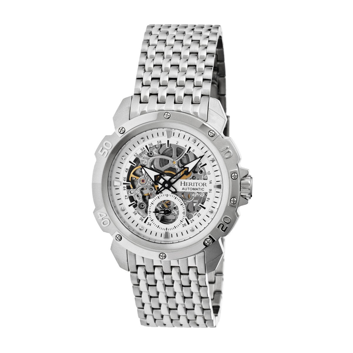 Heritor Automatic Conrad Skeleton Bracelet Watch - Silver - HERHR2501