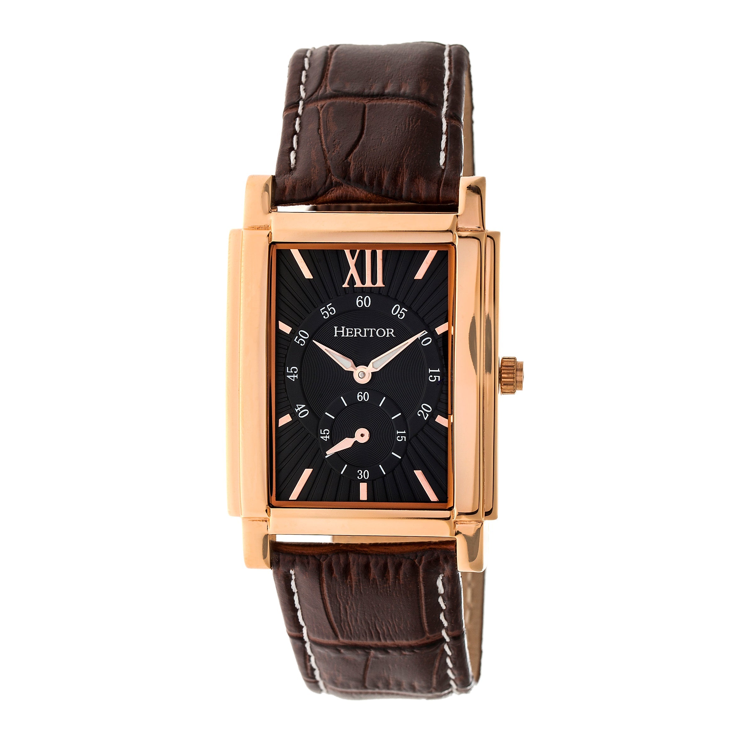 Heritor Automatic Frederick Leather-Band Watch - Rose Gold/Black - HERHR6105