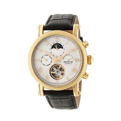 Heritor Automatic Winston Semi-Skeleton Leather-Band Watch