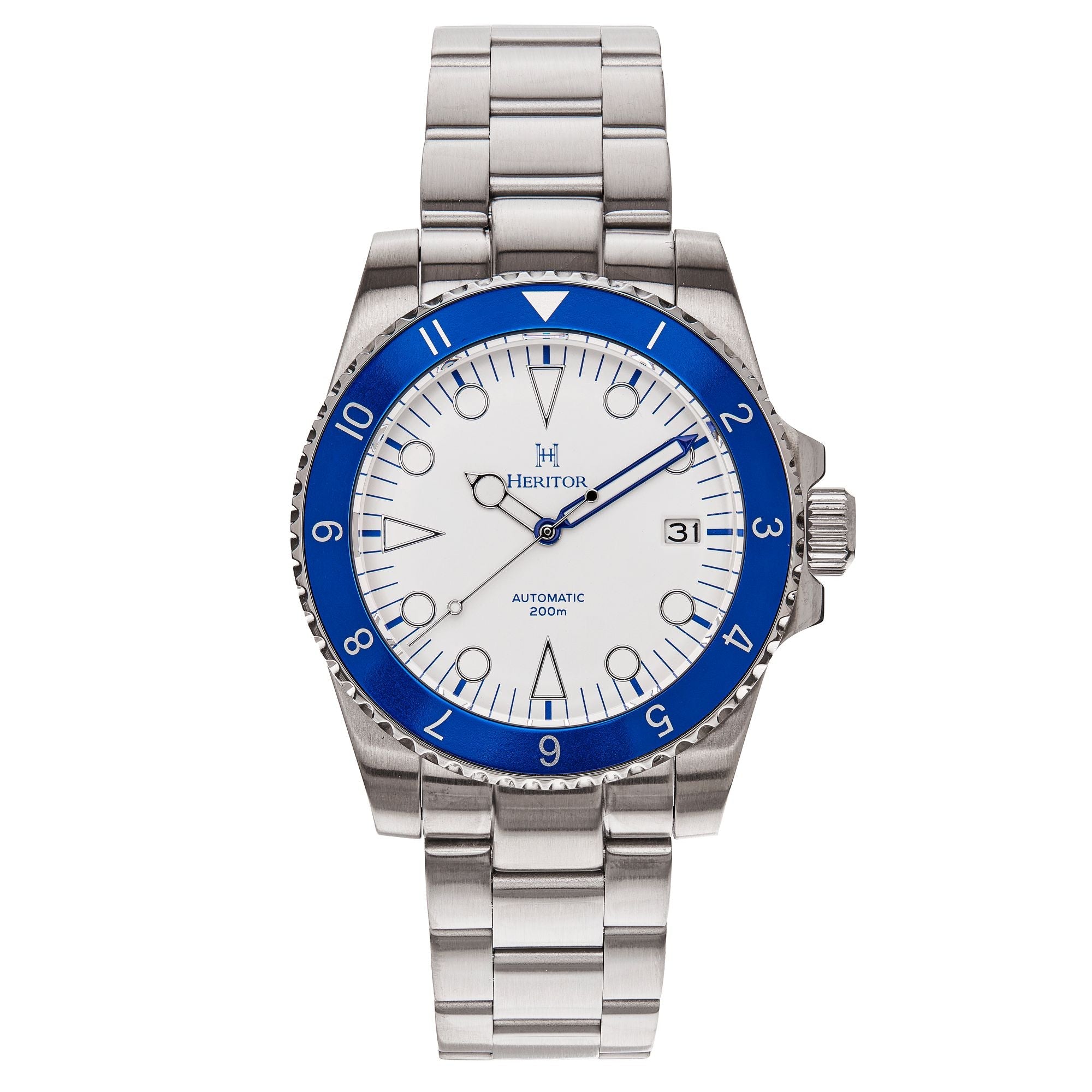 Heritor Automatic Luciano Bracelet Watch w/Date - Blue/White - HERHS1503