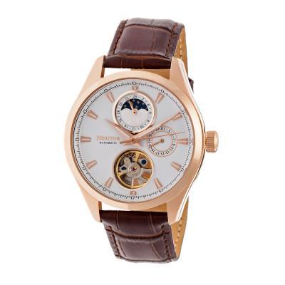 Heritor Automatic Sebastian Semi-Skeleton Leather-Band Watch