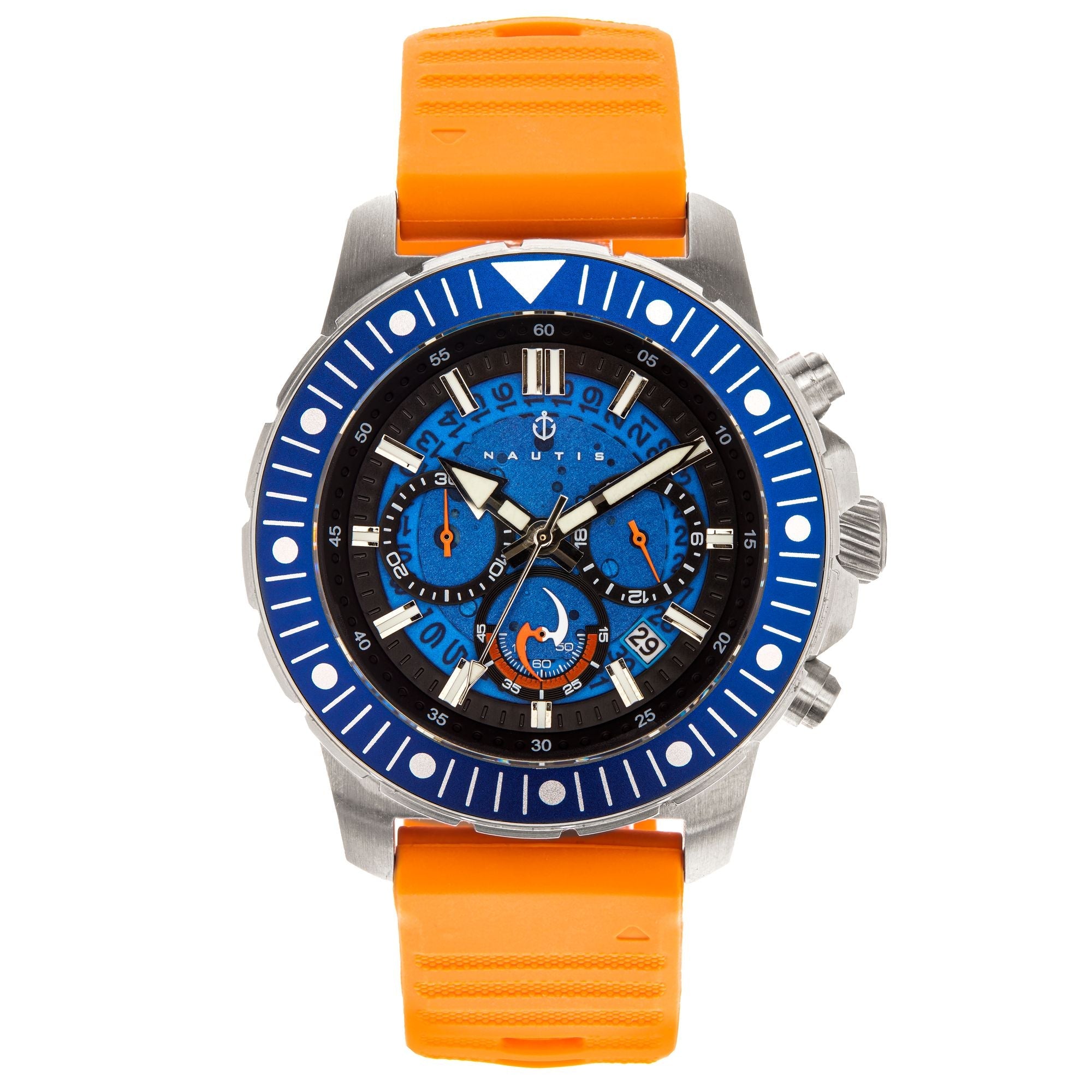 Nautis Caspian Chronograph Strap Watch w/Date - Orange/Blue - 21227G-A