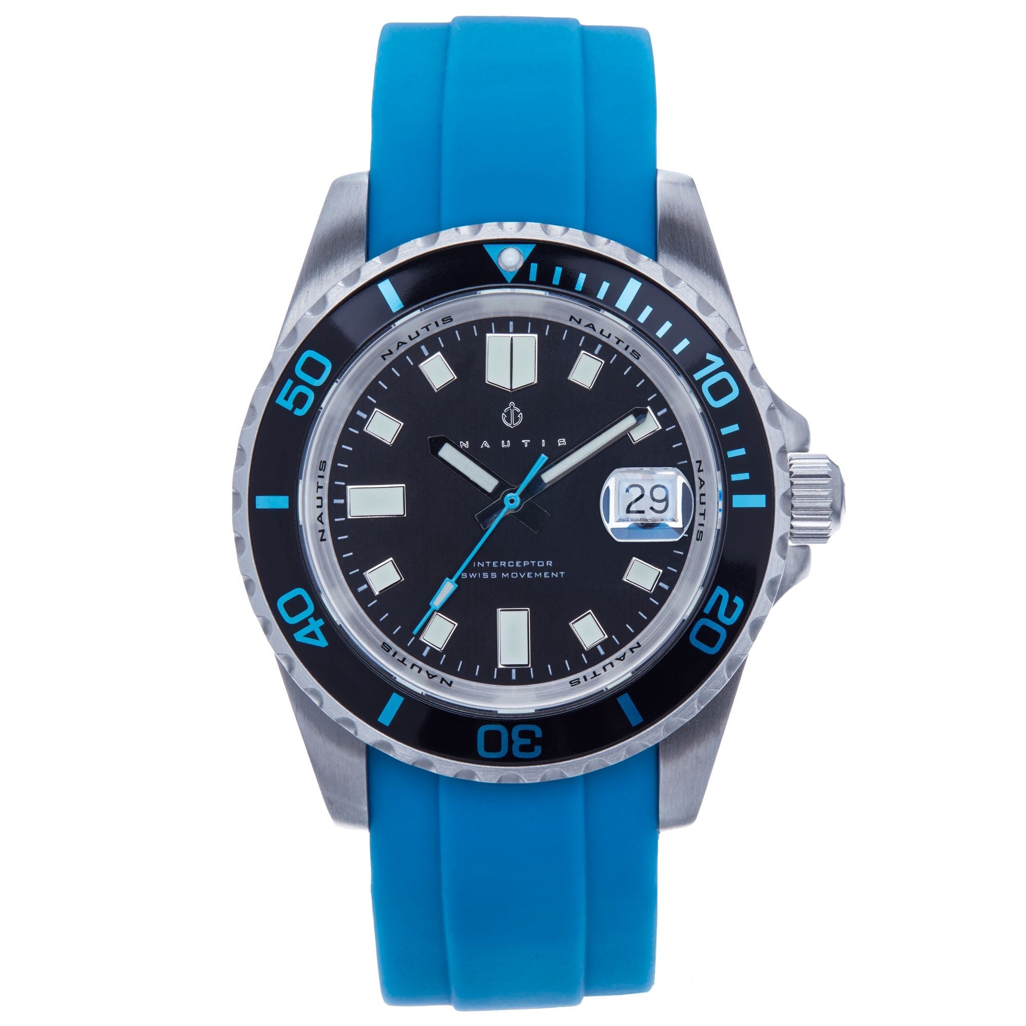 Nautis Interceptor Box Set with Interchangable Bands and Date Display - Light Blue - 19161G-A