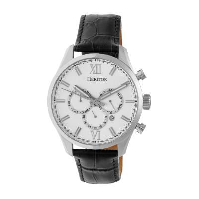 Heritor Automatic Benedict Leather-Band Watch w/Day/Date