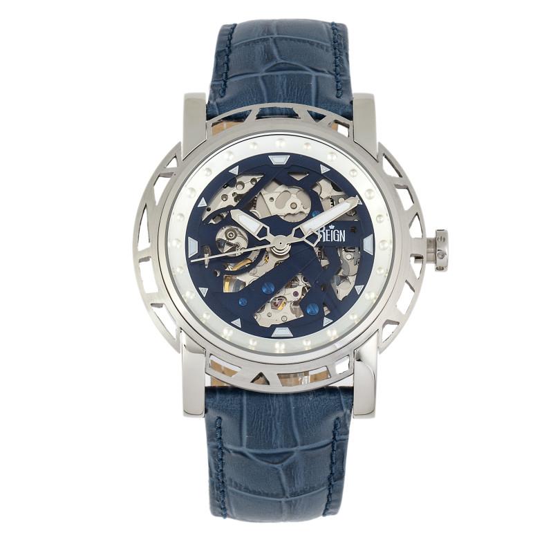 Reign Stavros Automatic Skeleton Leather-Band Watch