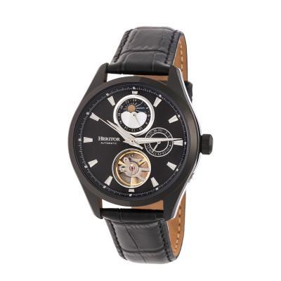 Heritor Automatic Sebastian Semi-Skeleton Leather-Band Watch