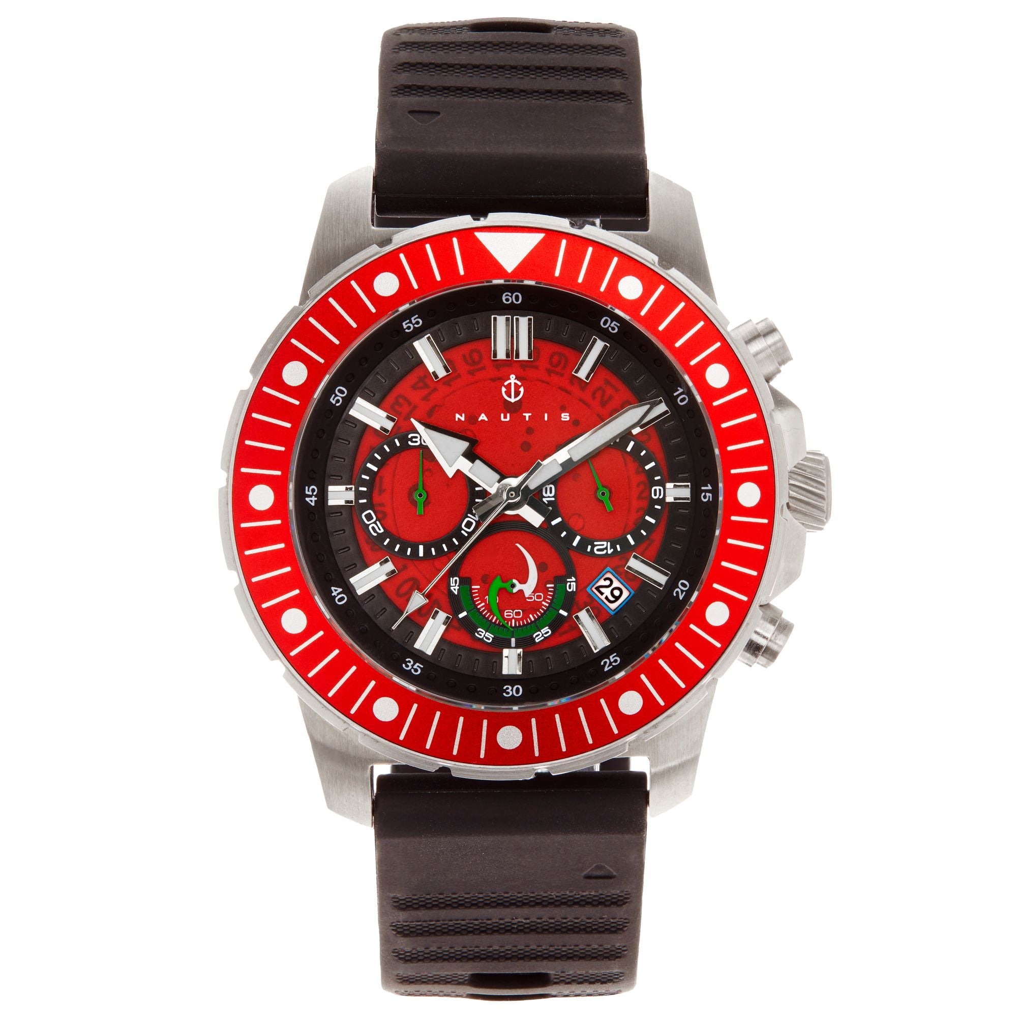 Nautis Caspian Chronograph Strap Watch w/Date - Black/Red - 21227G-D