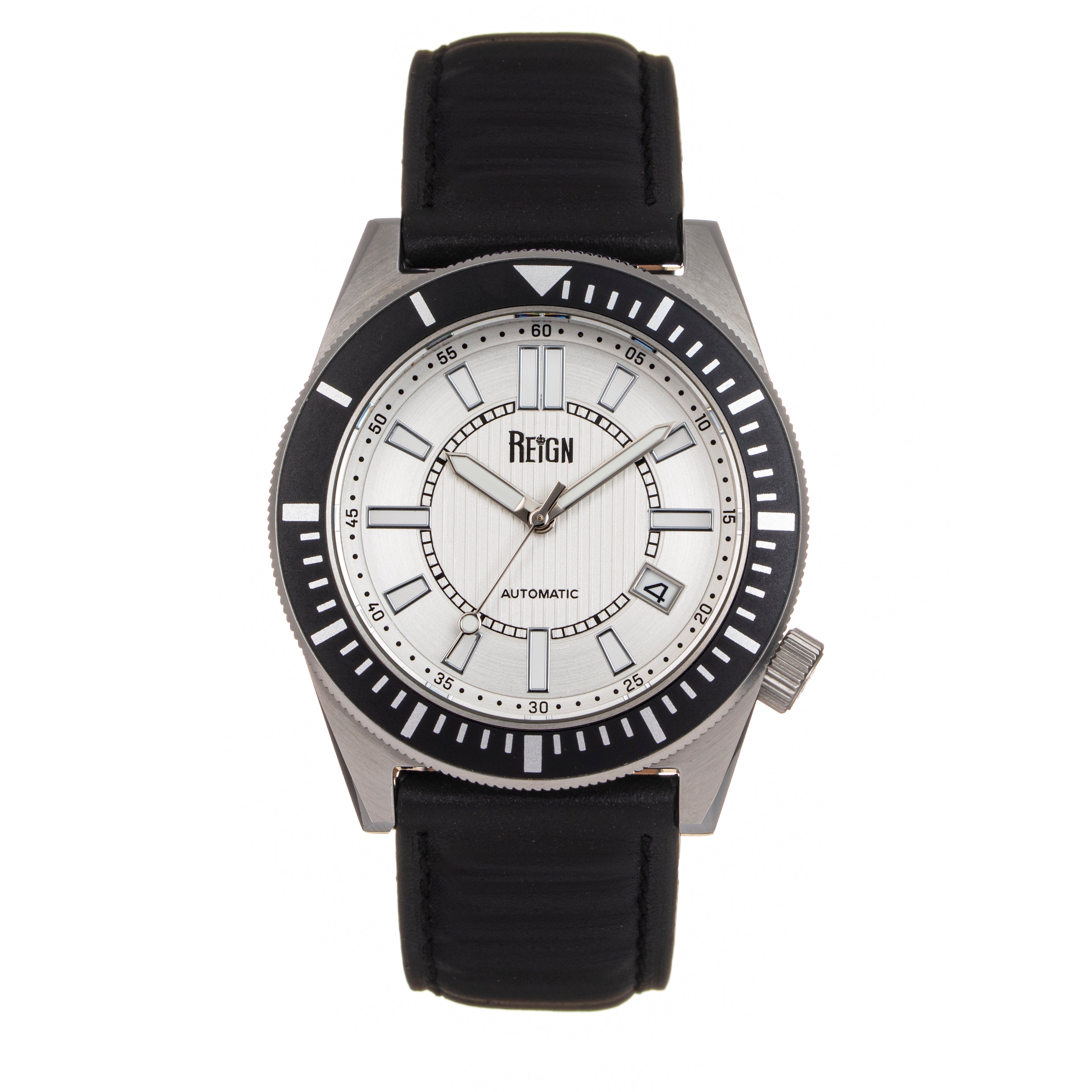 Reign Francis Leather-Band Watch w/Date - Black/Silver - REIRN6301