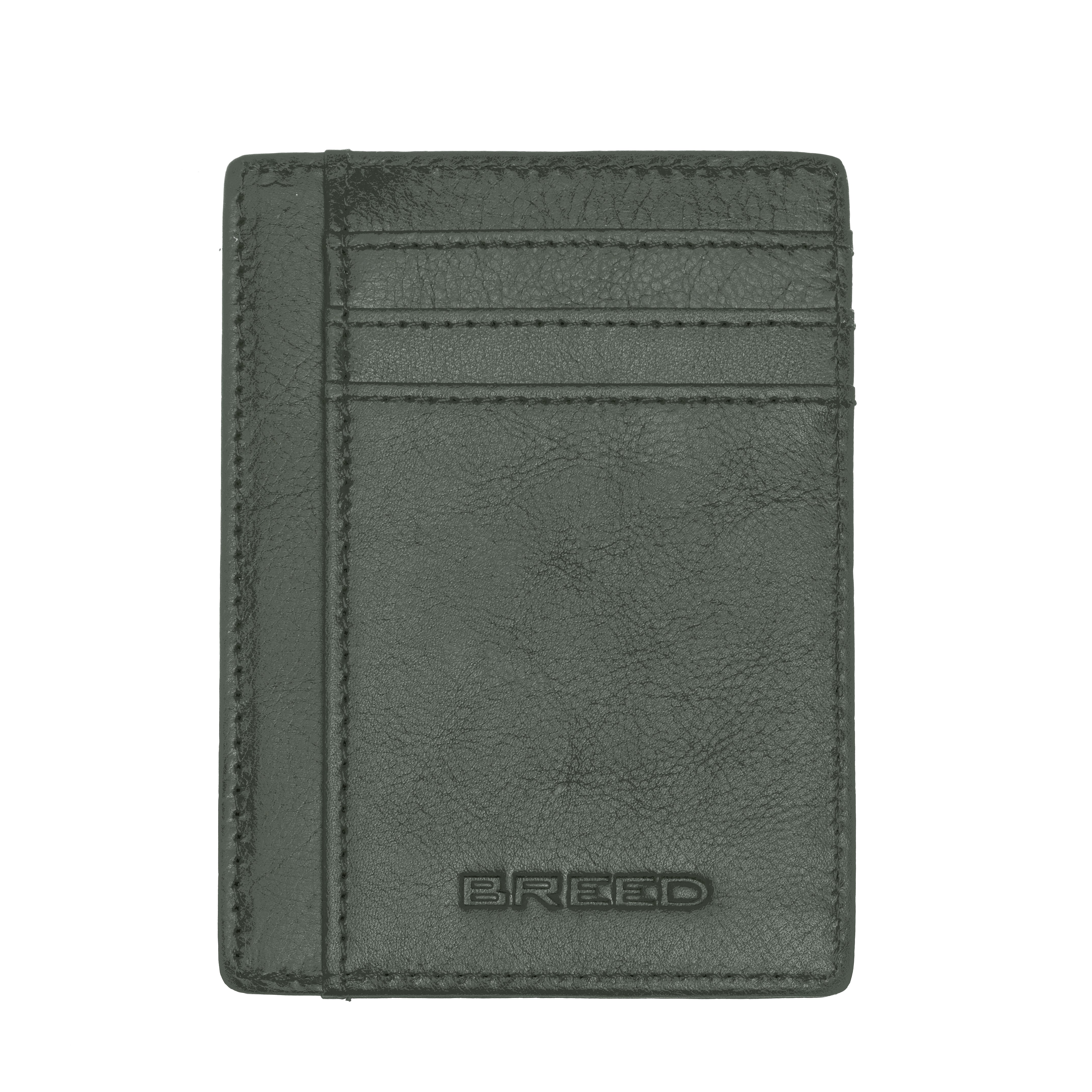 Breed Chase Genuine Leather Front Pocket Wallet - Olive - BRDWALL003-GRN