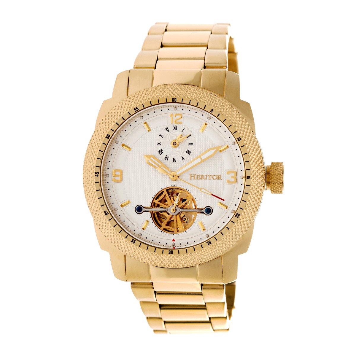 Heritor Automatic Helmsley Semi-Skeleton Bracelet Watch - Gold/White - HERHR5003