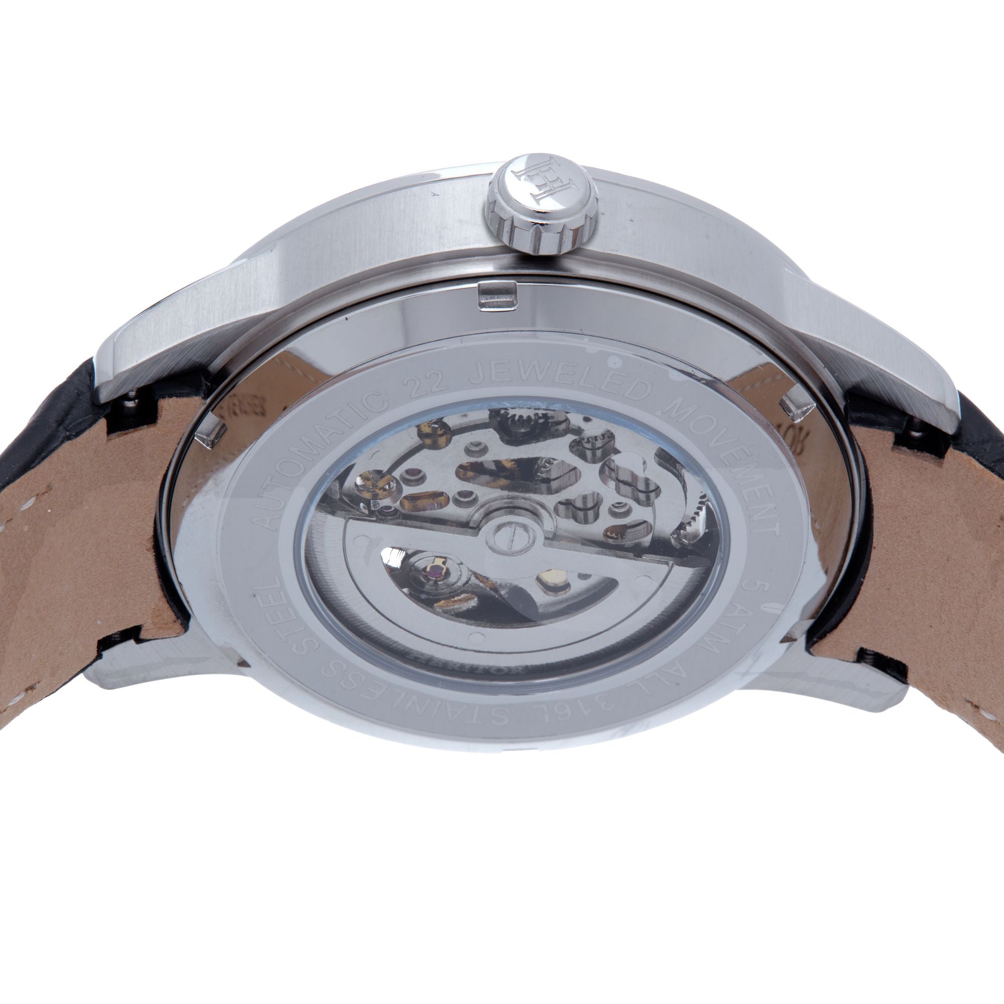 Heritor Automatic Davies Semi-Skeleton Leather-Band Watch - Silver/White - HERHS2501