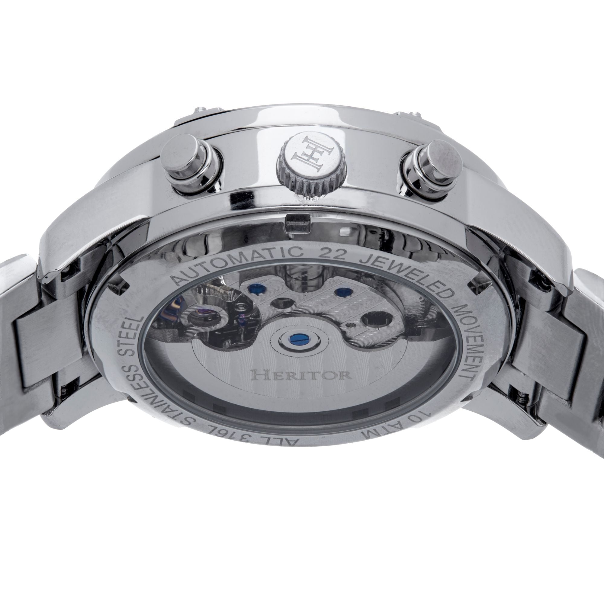 Heritor Automatic Wilhelm Semi-Skeleton Bracelet Watch w/Day/Date - Silver - HERHS2101