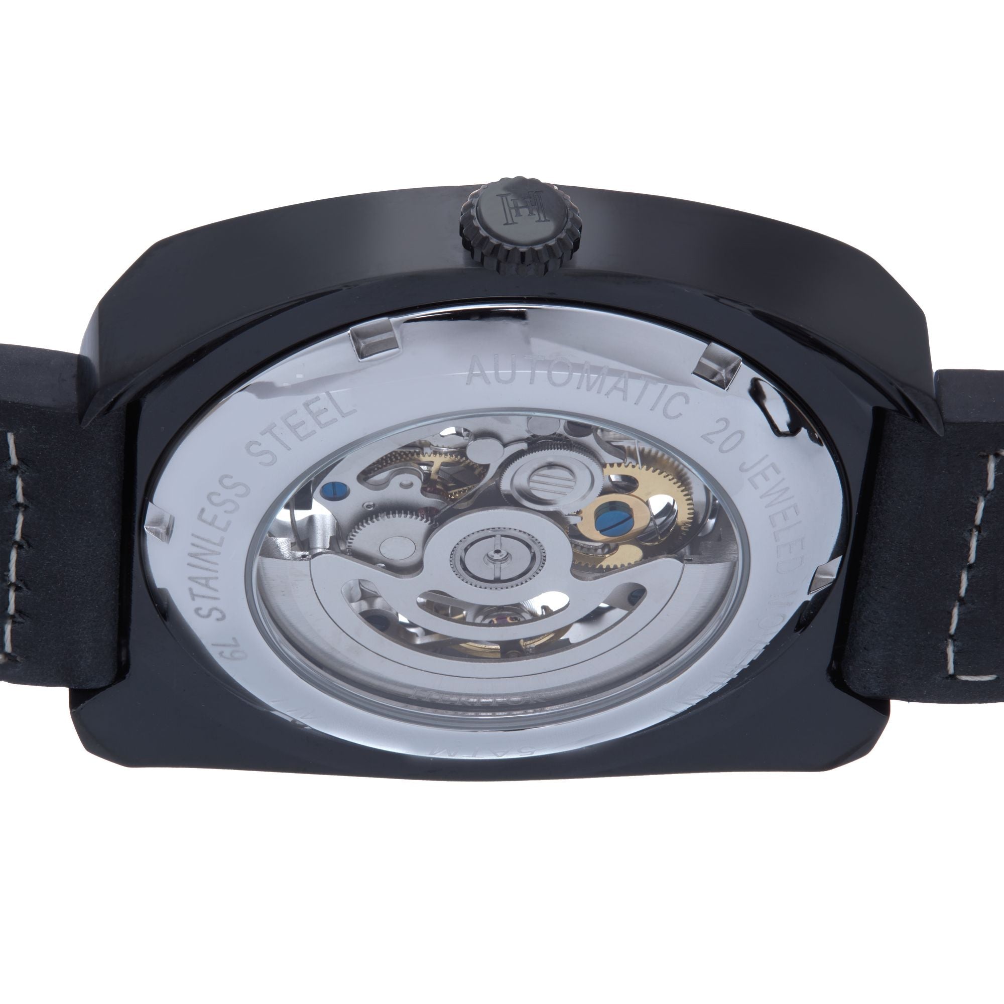 Heritor Automatic Gatling Skeletonized Leather-Band Watch - Black - HERHS2305